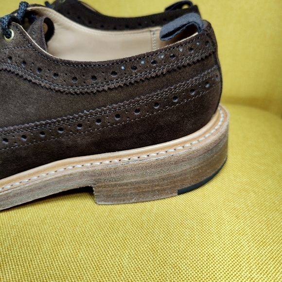END. X TRICKER'S RICHARD GOLOSH BROGUE Chocolate Repello Suede LIMITED Men's 7.5 - Picture 7 of 13